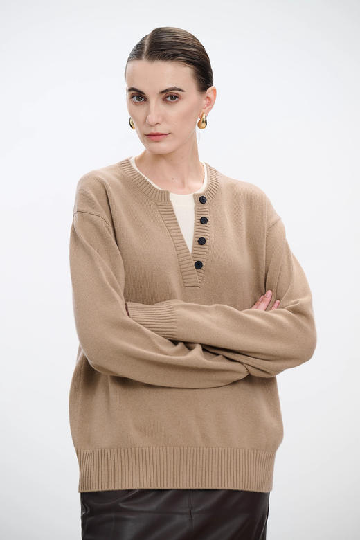 纯原剪89.2%绵羊毛+10.8%山羊绒M*CO假两件羊绒衫 商品图3