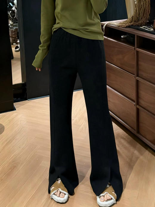 原单新款羊毛加绒微喇前开叉女神裤，上身超显瘦 商品图1