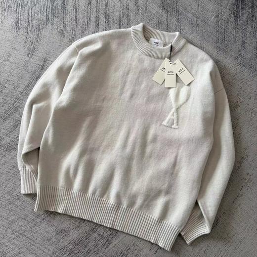 F011320男女同款小心形圆领白色ADC云朵毛衣 商品图12