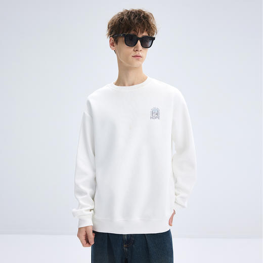 gxgjeans 男装2025秋款男士圆领卫衣柔软亲肤简约休闲百搭情侣款套头卫衣K&C 商品图3