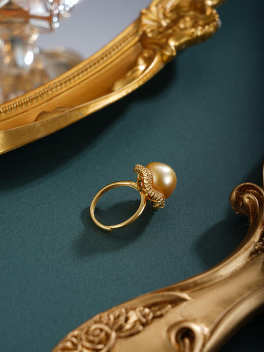 子佩集【四叶诗篇】银S925珍珠惜王妃戒指【HJYJZ013】13mm珠镀金四叶草金色珠2601 商品图4