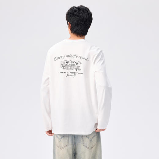 gxgjeans 男装【棉100%】情侣款长袖T恤25秋款舒适叠穿内搭男士打底衫K&C 商品图1