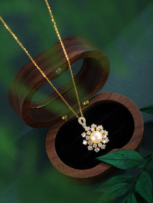 子佩集【璀璨神话】银S925珍珠惜王妃套链【XXDZ051】7.5mm珠镀金雪花2601 商品图4