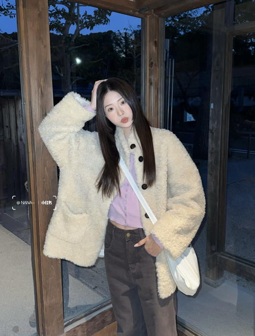 软fufu的羊羔毛混纺立领大衣 商品图10