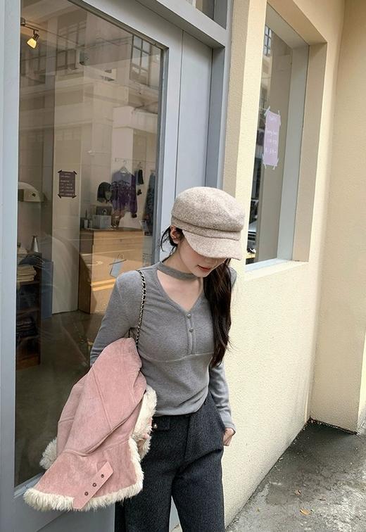 <曾小咸推荐>挂脖V领磨毛长袖 日常109/件 活动价69.99/件！【预售款，预计3-15天发货】 商品图8