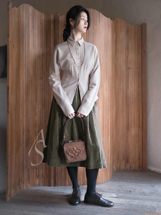 Casey Casey 橄榄色/灰粉色GHOST丝绒半裙 商品图7