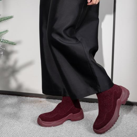 响午厚底羊毛飞织踝靴|专利波浪大底，回弹力up，自在舒适久穿不累 商品图0