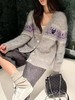 F011336慵懒氛围感灰紫渐变马海毛针织开衫女 商品缩略图4