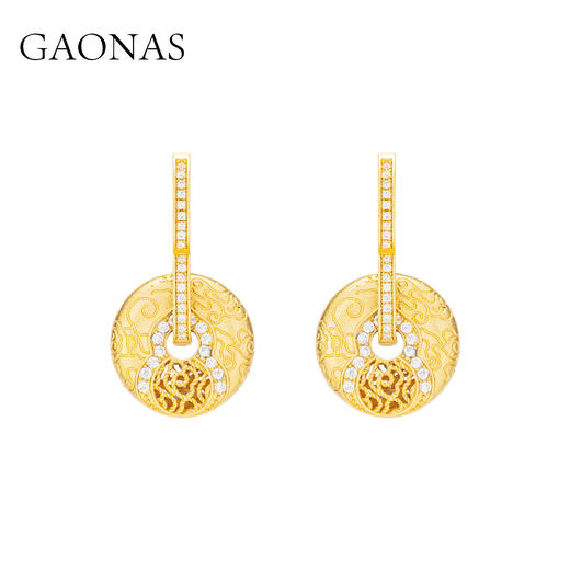 GAONAS  贵气老钱金色平安扣耳环11673EGO 商品图0