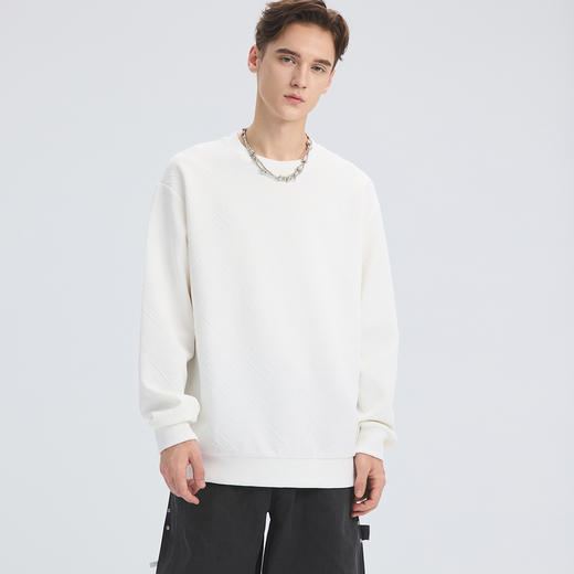 gxgjeans 男装【肌理感】25秋冬款男士圆领卫衣时尚百搭校园内搭加绒打底衫K&C 商品图5