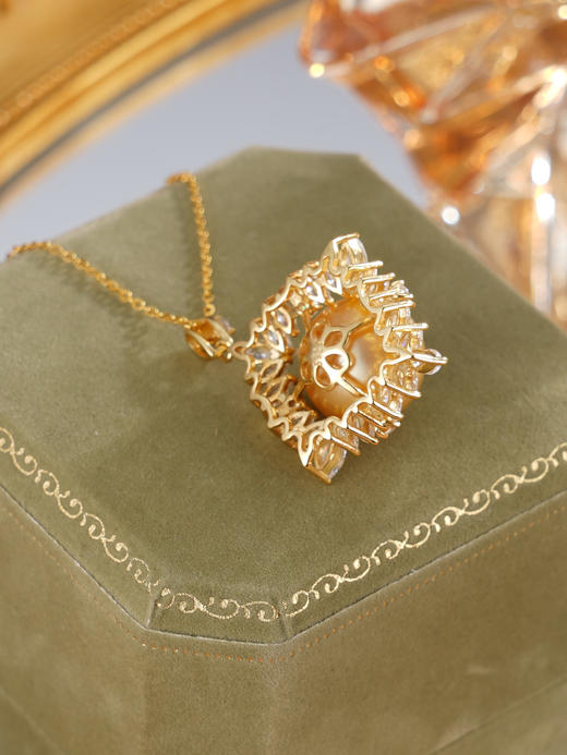 子佩集【盈盈圆满】银S925珍珠惜王妃套链【HJYDZ004】13mm珠镀金四芒星金色珠2601 商品图5