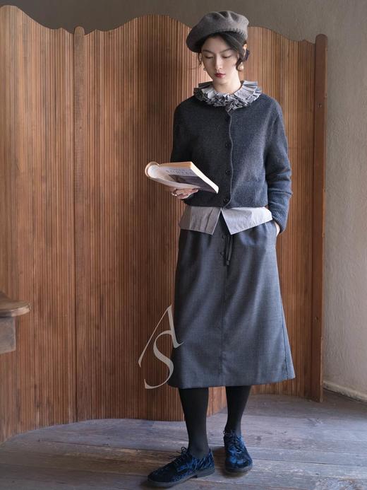 MHL 桦木灰/藻绿色羔羊毛球球贝雷帽 商品图0