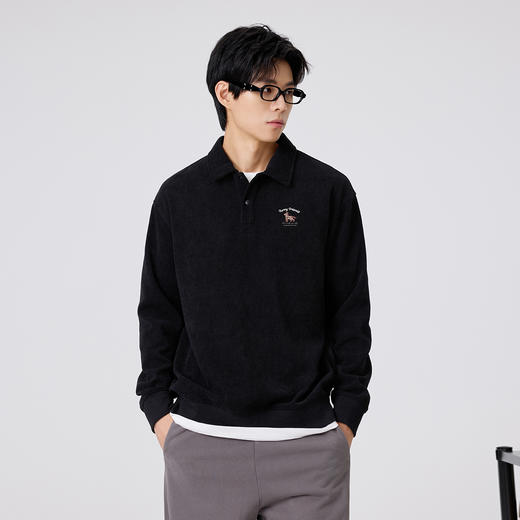 gxgjeans 男装25秋款男士长袖POLO衫个性绣花柔软亲肤透气日常百搭打底衫K&C 商品图3