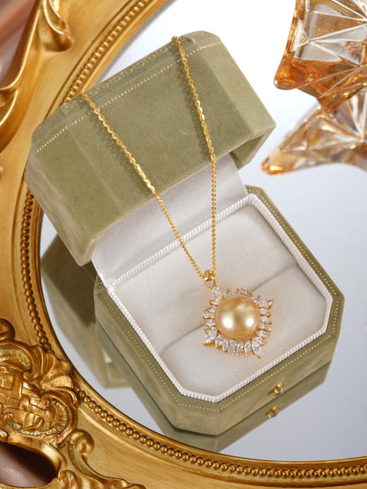 子佩集【盈盈圆满】银S925珍珠惜王妃套链【HJYDZ004】13mm珠镀金四芒星金色珠2601 商品图8