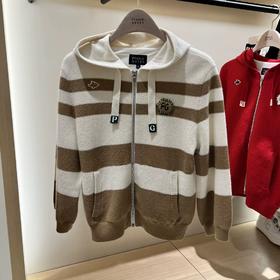 PG家早春新款女士条纹绵羊毛混纺针织外套来啦！韩版原单❗️客供纱线🧶，舒适与温暖同行！！采用宽间距+不同宽窄横向间色！避免了通身条纹的膨胀感！