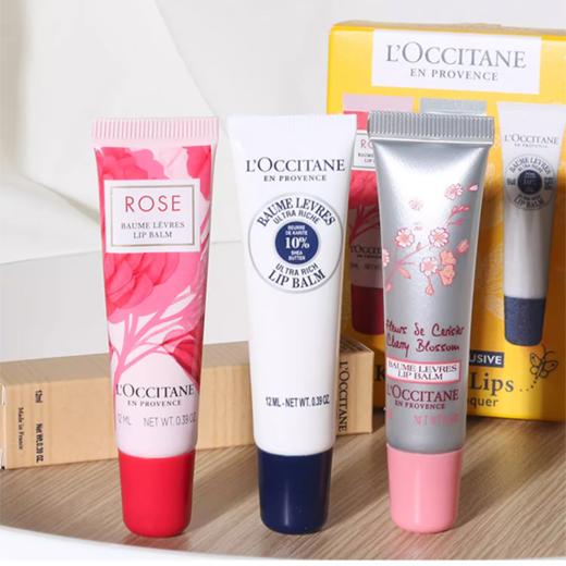 临期特价【口碑推荐】L'OCCITANE欧舒丹润唇膏三件套(乳木果+樱花+玫瑰 )12ml*3支 有效期202605 请单拍-合并订单不发货 商品图0