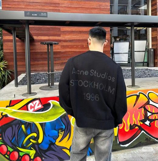 F011306新款暗黑破坏字母标语1996重磅羊毛混纺针织毛衣男女同款 商品图2