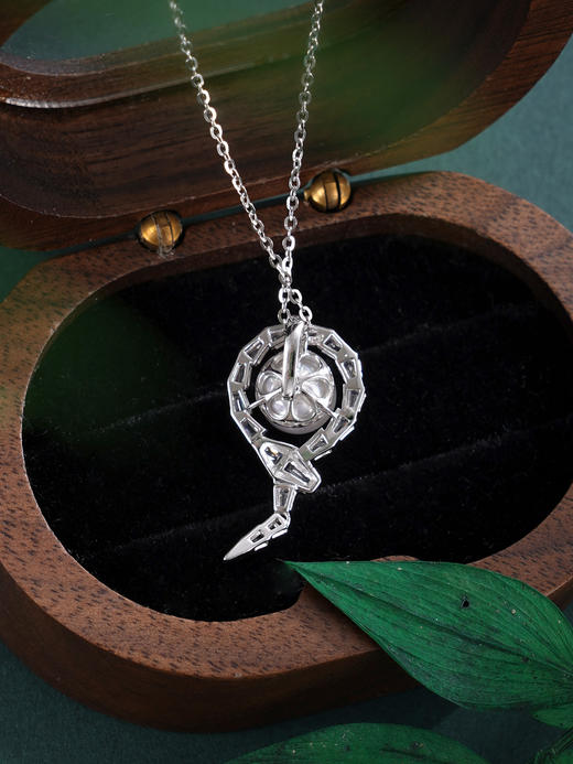 子佩集【许愿灵蛇】银S925珍珠惜王妃吊坠【XXDZ049】7mm珠衔尾蛇（不含链）2601 商品图4