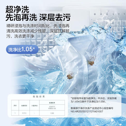 海尔（Haier）小迷你小型洗衣机全自动3.3公斤超净洗儿童小容量抗菌波轮 租房洗衣机波轮洗XQB33-12A 商品图2