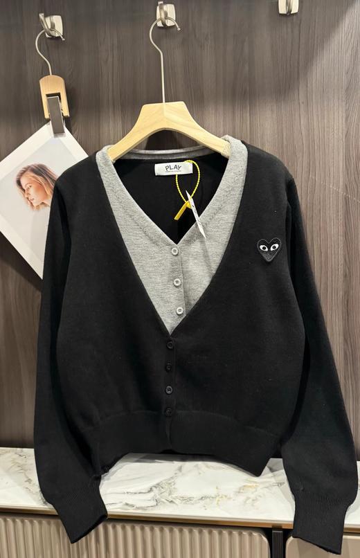 F011393温柔撞色假两件内搭设计V领针织开衫女款 商品图12