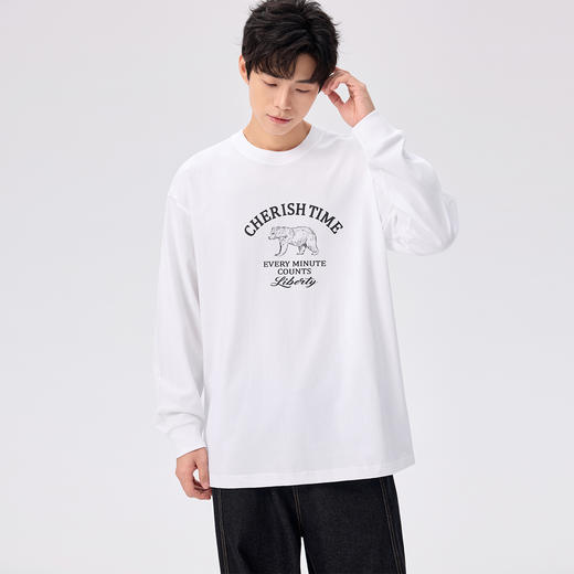 gxgjeans 男装【棉100%】25秋款男士长袖T恤校园户外运动叠穿打底衫上衣K&C 商品图2