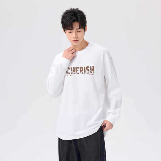 gxgjeans 男装【棉100%】男士长袖T恤25秋款基础百搭设计日常通勤打底衫K&C 商品图2