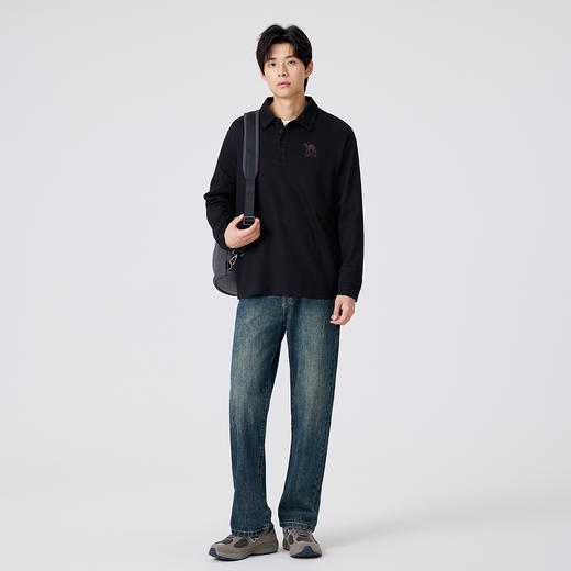 gxgjeans 男装长袖POLO衫2025秋款日常百搭垂顺透气亲肤男士打底衫上衣K&C 商品图1