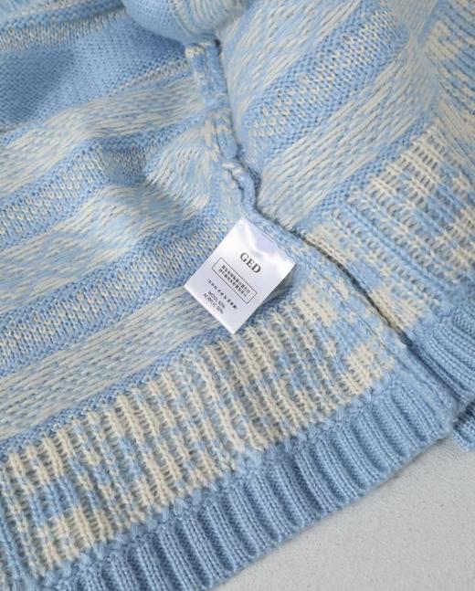 F011305女士雪花提花撞色费尔岛针织纽扣开衫外套 商品图14