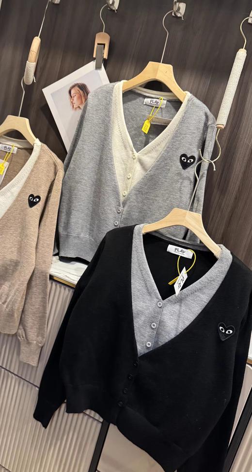 F011393温柔撞色假两件内搭设计V领针织开衫女款 商品图1