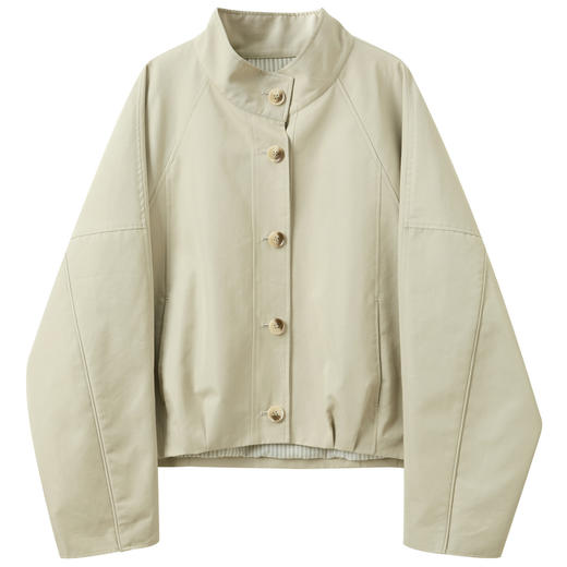 三彩2026春季新款立领长袖廓形外套夹克卡其工装风开衫宽松休闲M 商品图4