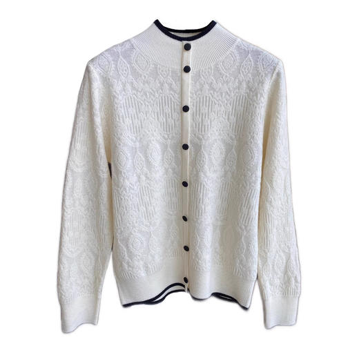 温柔气质！时髦撞色提花白色小衫！显瘦毛衣女上衣26秋冬新款！ 商品图4