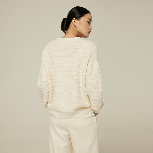 V领提花羊绒长袖开衫  SJF94W172K 商品图5