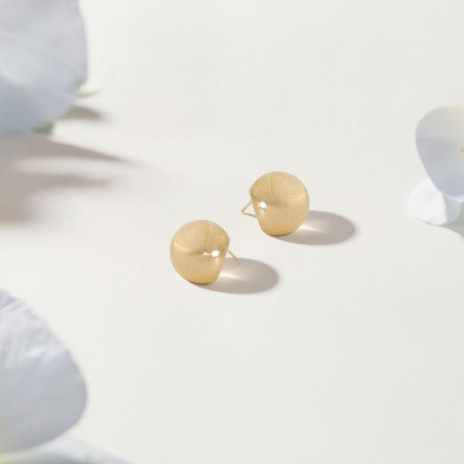 三彩2026新款极简风镀金豆豆耳钉S925银针亮面小巧基础款百搭 商品图2