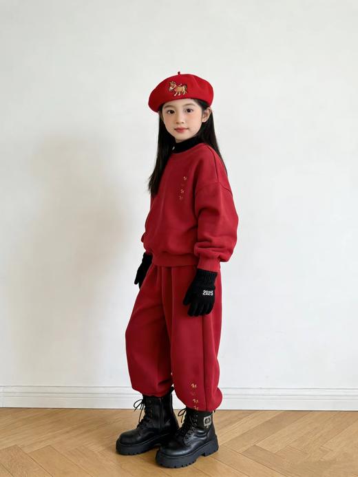 F011371儿童马年元素刺绣图案服装羊毛衫+灯笼裤套装 商品图9