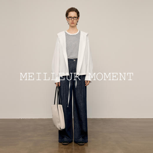 【商场同款】麦檬春秋柔软长绒棉连帽极简衬衫5G8122541Q 商品图1