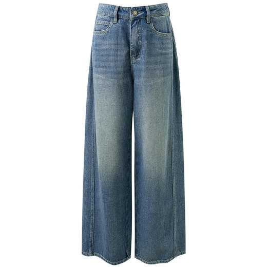 【100棉】三彩2026春季新款休闲牛仔裤宽松阔腿裤长裤复古M 商品图4