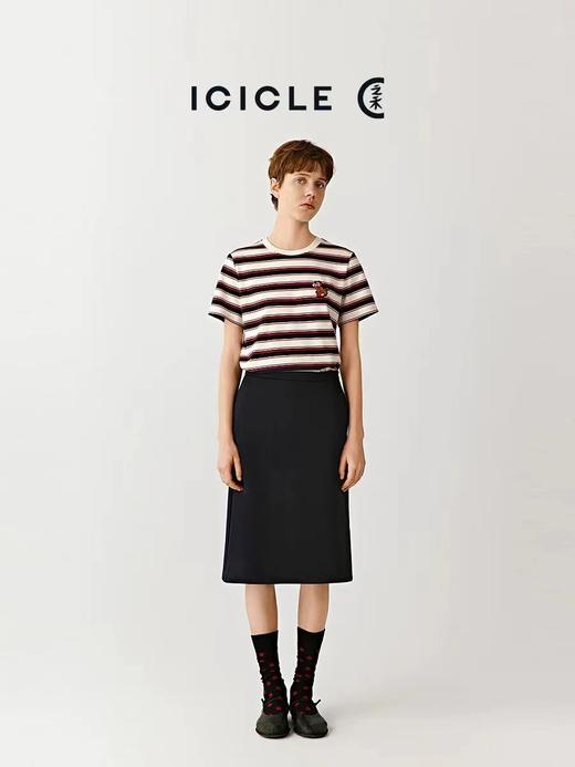 F011343新年系列女装2026春季新款全棉高克重条纹针织布刺绣T恤 商品图3