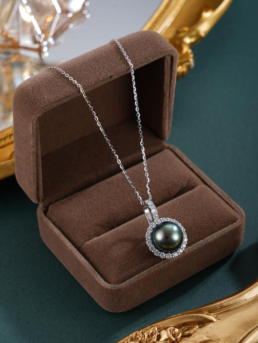 子佩集【幽澜妙影】银S925珍珠惜王妃套链【HJYDZ011】11mm珠圆环黑珠2601 商品图4