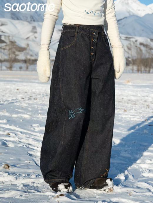 早乙女惠子saotome/STMKZ14082/刺绣彩点牛仔裤 商品图0
