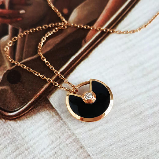 【95新】Cartier卡地亚Amulette de Cartier项链B3047200玫瑰金镶钻黑玛瑙护身符项链链长约41cm，吊坠直径12mm女士 060126AK19 商品图2