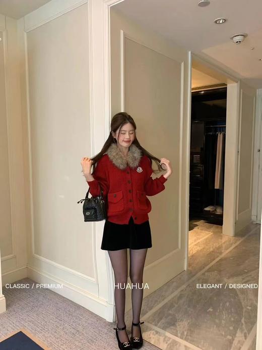 F011392秋冬毛领刺绣拉链软糯亲肤针织毛衣外套女 商品图8