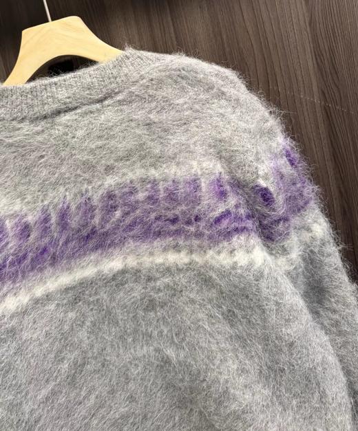 F011336慵懒氛围感灰紫渐变马海毛针织开衫女 商品图11