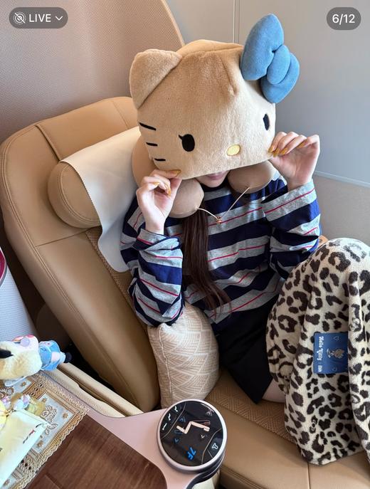 一店k 戴上𝗞𝗶𝘁𝘁𝘆酱脑袋咯ᜊ🥣 ！心心念念的黑皮三件套終於来啦！野兽联名豹纹小憩套装！✈️出行氛围感拉满！帆布袋U型枕毯子三件套 商品图5