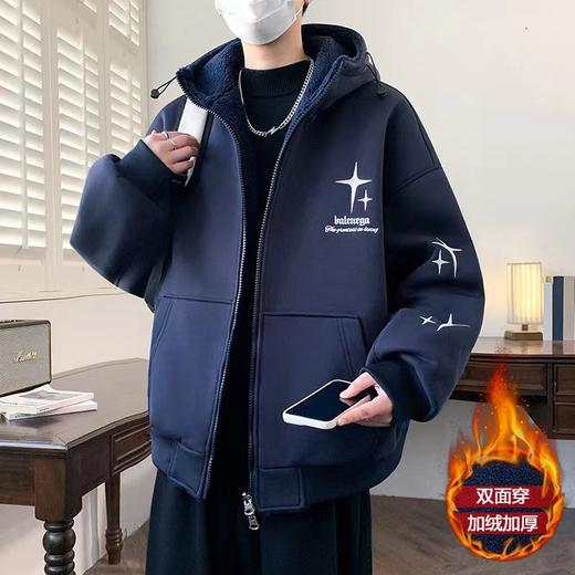 F011387双面穿加绒加厚连帽棉衣棉服男女同款外套 商品图0