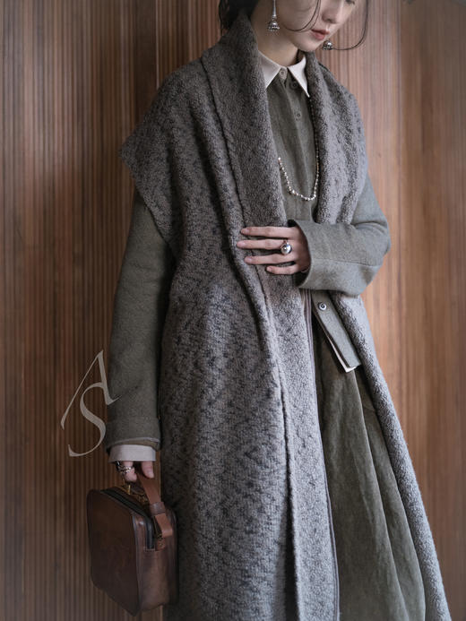 Cortana 苔绿色RIDER 羊绒圆领收腰短夹克 商品图5