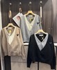 F011393温柔撞色假两件内搭设计V领针织开衫女款 商品缩略图0