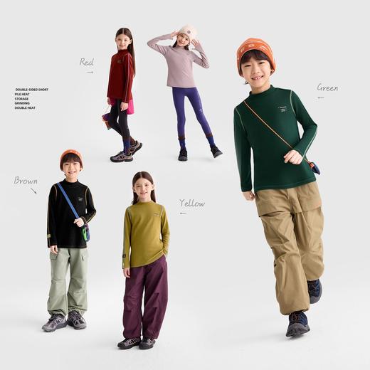 咕噜日记儿童半高领撞色线打底T恤2025秋冬女童绒感男童保暖长袖PDT2538-PDT2536 商品图1