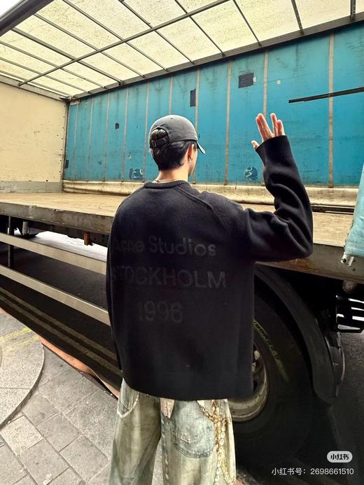 F011306新款暗黑破坏字母标语1996重磅羊毛混纺针织毛衣男女同款 商品图3