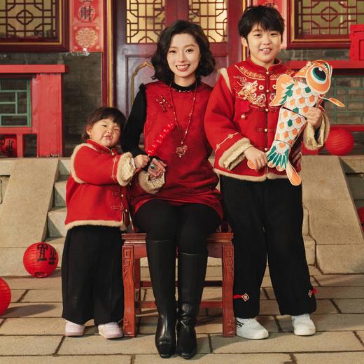 西子/绛春梢海棠喜鹊竹叶提花夹羊毛新中式短款旗袍/CQHY0210 商品图2