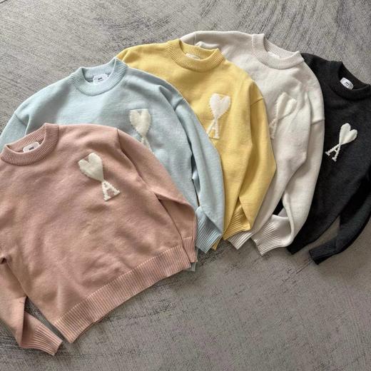 F011320男女同款小心形圆领白色ADC云朵毛衣 商品图1